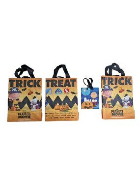 Lot of 3 + Peanuts Snoopy Halloween Reusable Shopping Bags Trick or Treat 2015